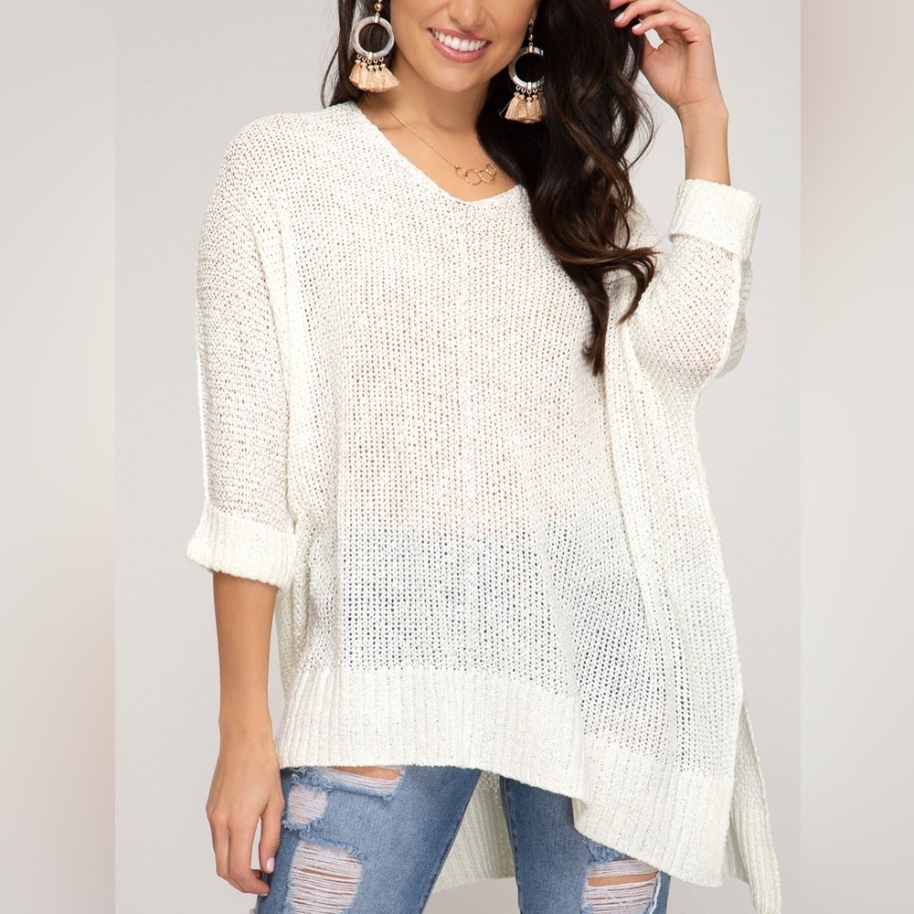 SHE + SKY Hi-Low Oversized Knit Sweater